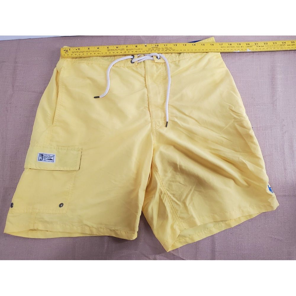 Polo Ralph Lauren Swim Trunks Mens Large‎ Yellow Stretch Pockets Lined